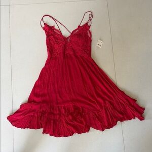 FP Movement by Free People Red Lace Mini Dress